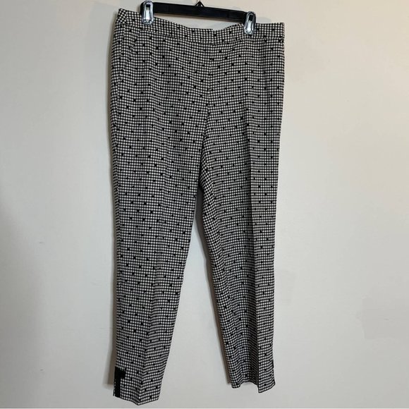 Talbots Wool Blend Gingham Polka Dot Ankle Pants Black White Size 10 - Picture 5 of 10